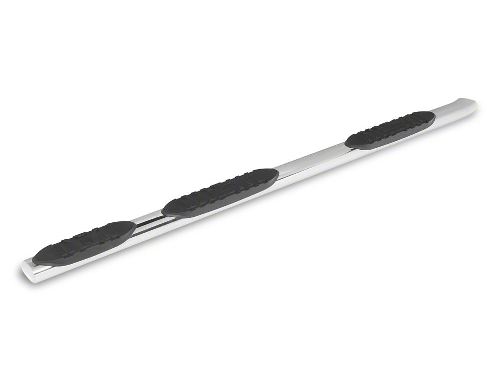 RedRock 5-Inch Oval Bent Wheel to Wheel Side Step Bars; Stainless Steel (19-25 Silverado 1500 Crew Cab w/ 5.80-Foot Short Box)