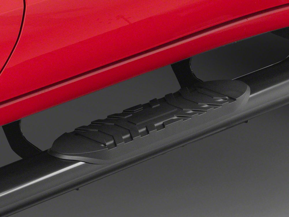 RedRock 5-Inch Oval Bent Wheel to Wheel Side Step Bars; Black (19-25 Silverado 1500 Crew Cab w/ 5.80-Foot Short Box)