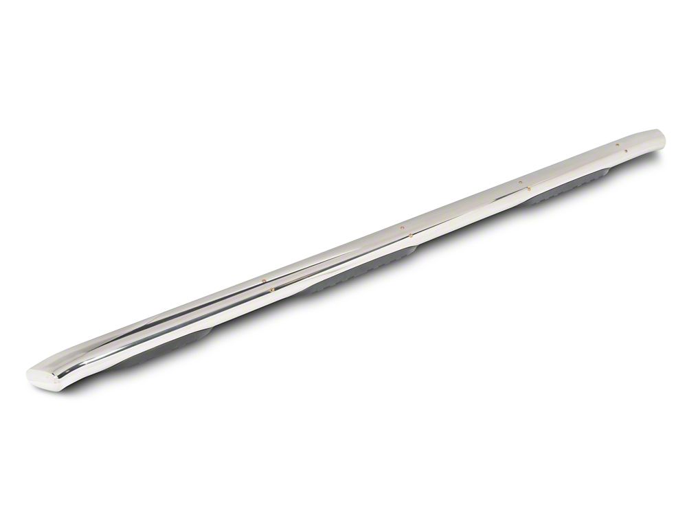 RedRock 5-Inch Oval Bent Wheel to Wheel Side Step Bars; Stainless Steel (19-25 Silverado 1500 Crew Cab w/ 6.50-Foot Standard Box)