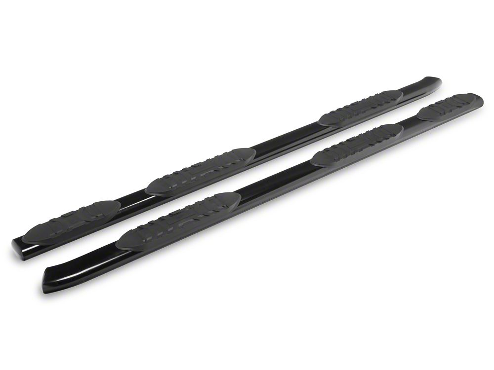 RedRock 5-Inch Oval Bent Wheel to Wheel Side Step Bars; Black (19-25 Silverado 1500 Crew Cab w/ 6.50-Foot Standard Box)