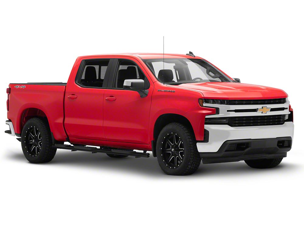 RedRock 5-Inch Oval Bent Wheel to Wheel Side Step Bars; Black (19-25 Silverado 1500 Crew Cab w/ 6.50-Foot Standard Box)