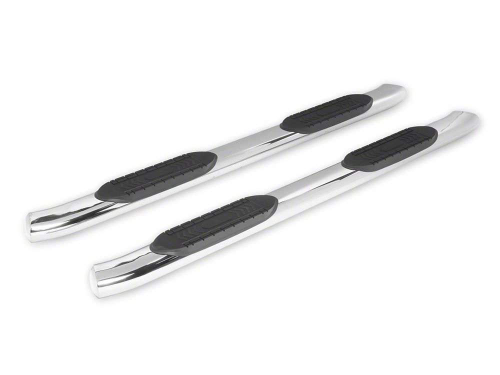 RedRock 6-Inch Oval Bent End Side Step Bars; Stainless Steel (19-25 Silverado 1500 Crew Cab)