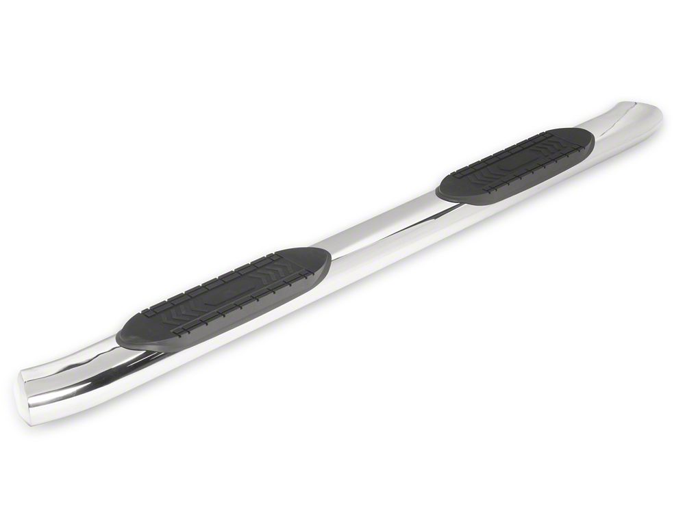 RedRock 6-Inch Oval Bent End Side Step Bars; Stainless Steel (19-25 Silverado 1500 Crew Cab)