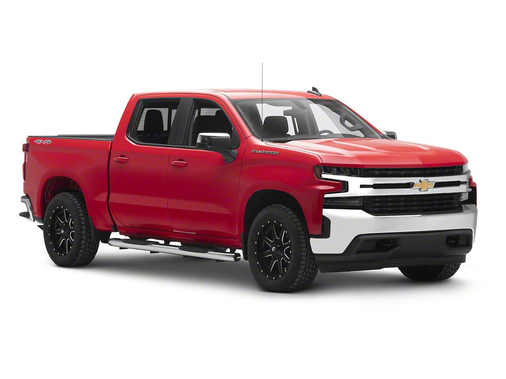 RedRock 6-Inch Oval Bent End Side Step Bars; Stainless Steel (19-25 Silverado 1500 Crew Cab)