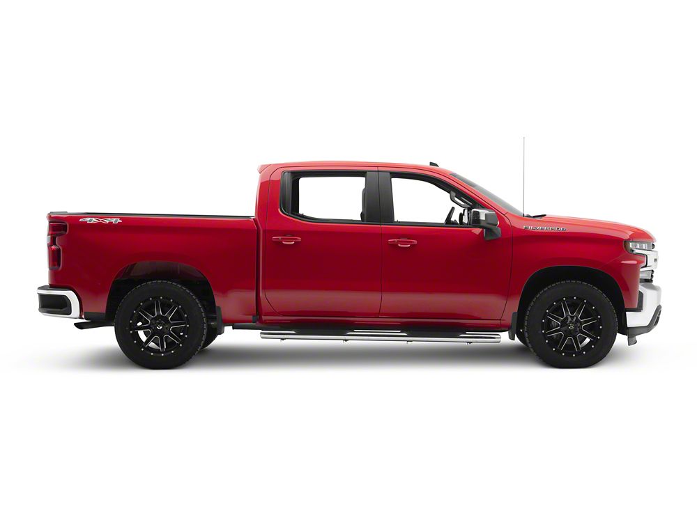 RedRock 6-Inch Oval Bent End Side Step Bars; Stainless Steel (19-25 Silverado 1500 Crew Cab)