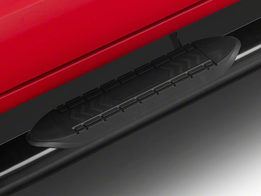 RedRock 6-Inch Oval Bent End Side Step Bars; Black (19-25 Silverado 1500 Crew Cab)