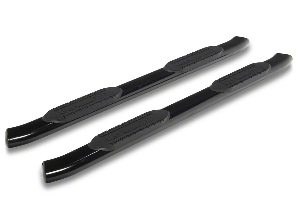 RedRock 6-Inch Oval Bent End Side Step Bars; Black (19-25 Silverado 1500 Crew Cab)