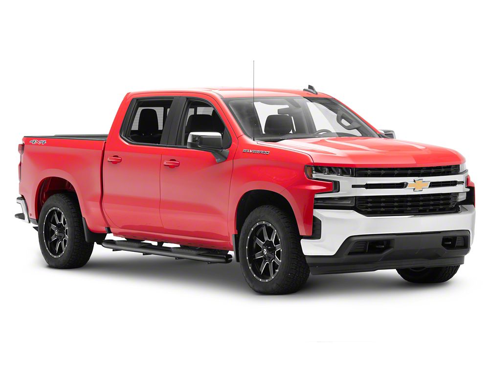 RedRock 6-Inch Oval Bent End Side Step Bars; Black (19-25 Silverado 1500 Crew Cab)