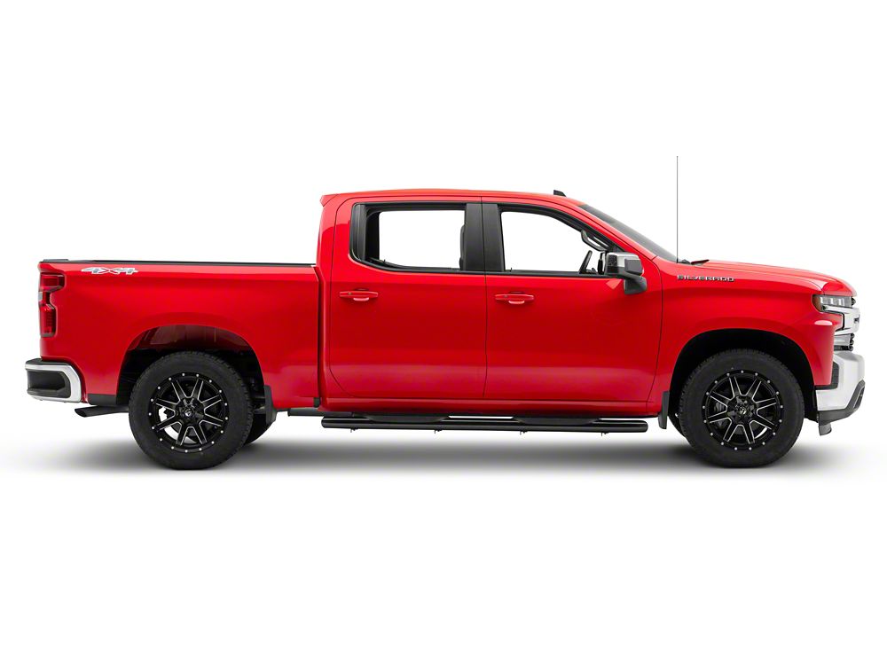 RedRock 6-Inch Oval Bent End Side Step Bars; Black (19-25 Silverado 1500 Crew Cab)