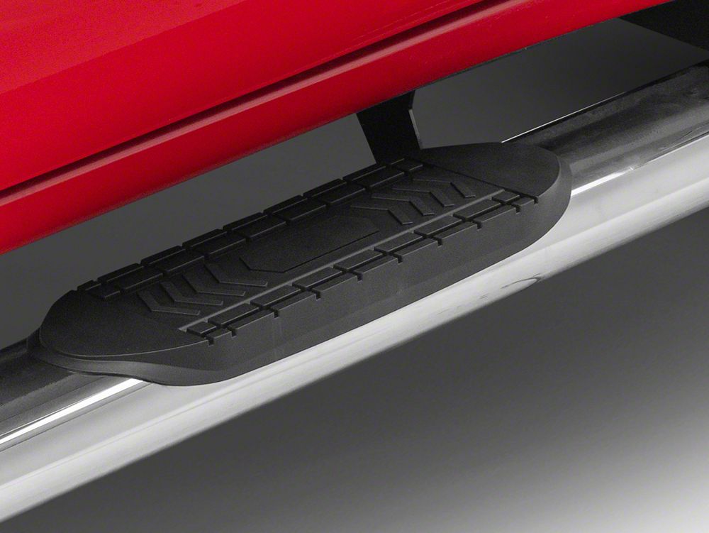 RedRock 6-Inch Oval Straight End Side Step Bars; Stainless Steel (19-25 Silverado 1500 Crew Cab)