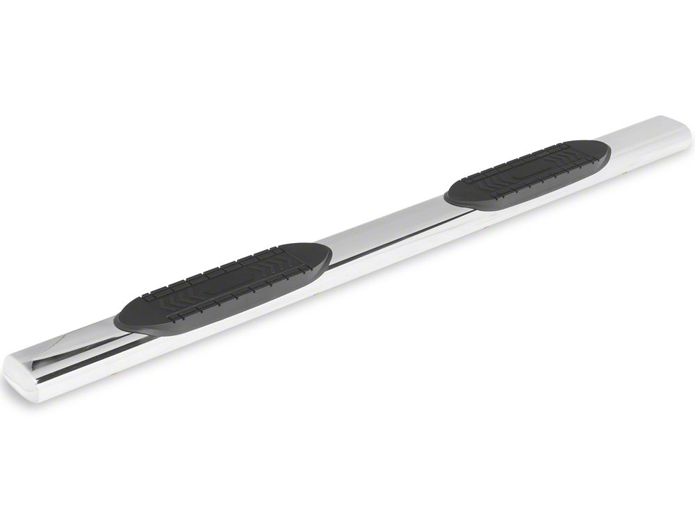 RedRock 6-Inch Oval Straight End Side Step Bars; Stainless Steel (19-25 Silverado 1500 Crew Cab)