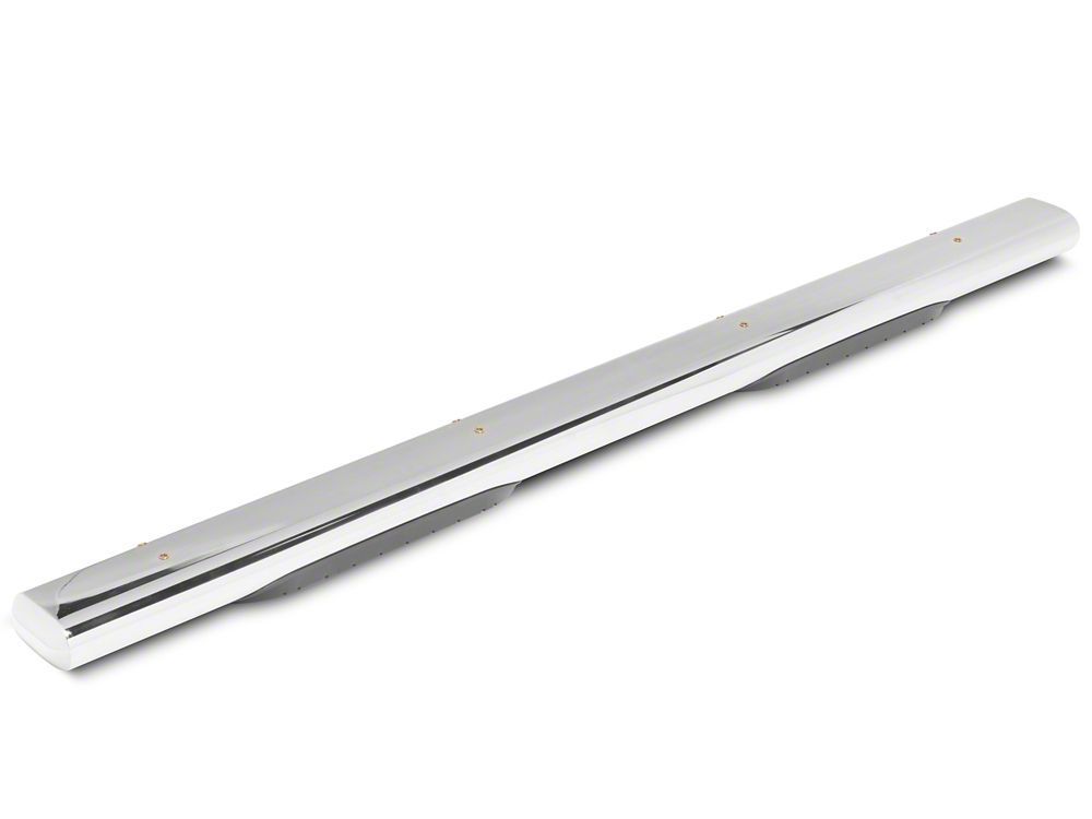 RedRock 6-Inch Oval Straight End Side Step Bars; Stainless Steel (19-25 Silverado 1500 Crew Cab)