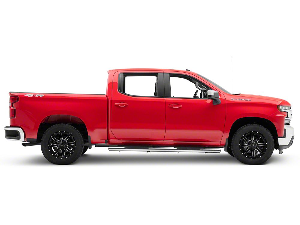 RedRock 6-Inch Oval Straight End Side Step Bars; Stainless Steel (19-25 Silverado 1500 Crew Cab)