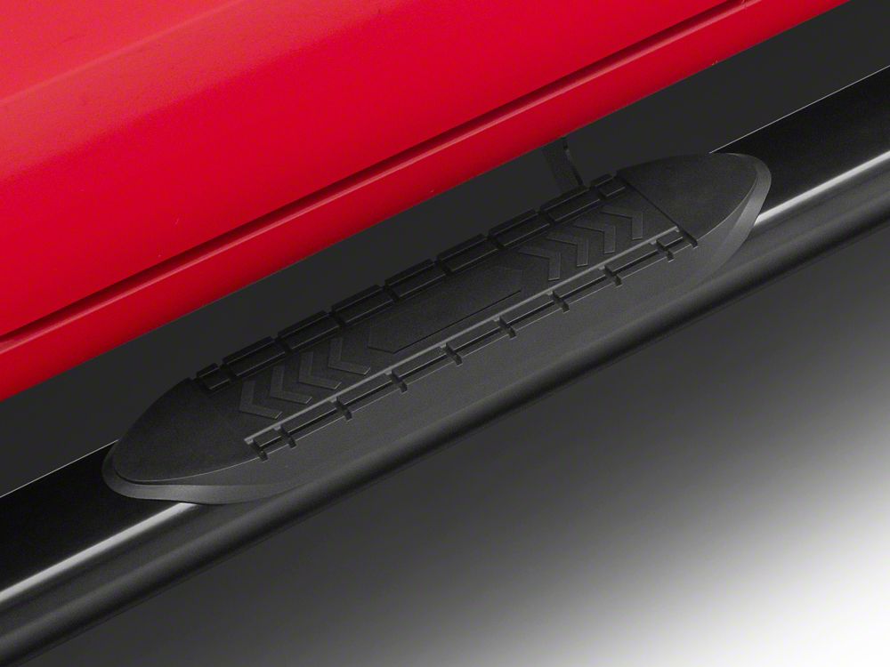 RedRock 6-Inch Oval Straight End Side Step Bars; Black (19-25 Silverado 1500 Crew Cab)