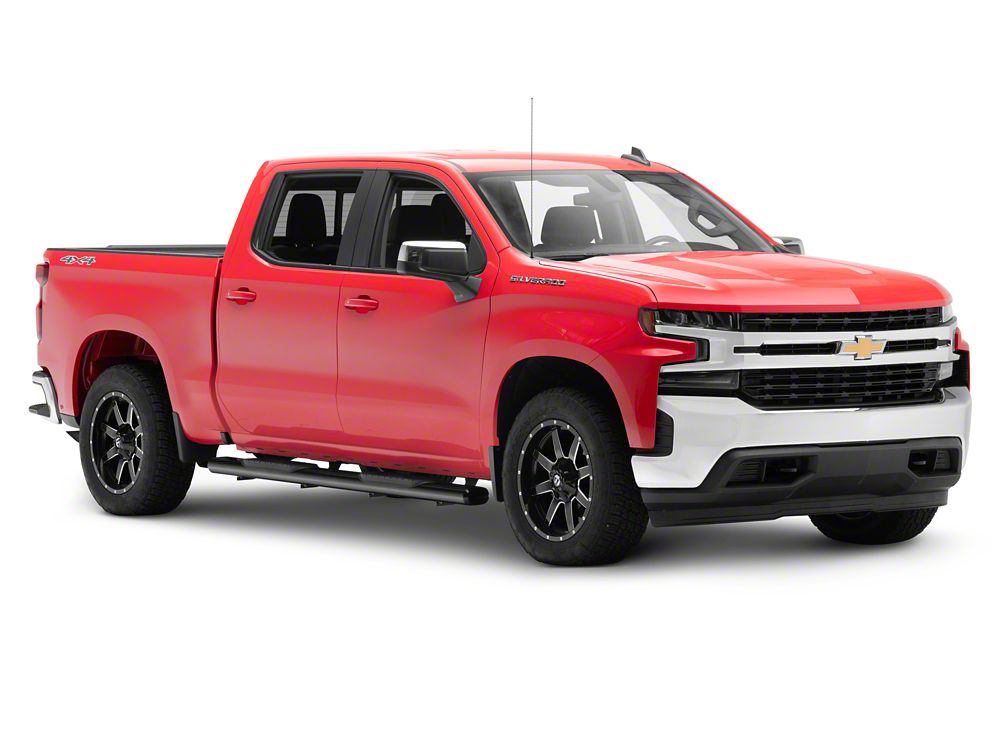 RedRock 6-Inch Oval Straight End Side Step Bars; Black (19-25 Silverado 1500 Crew Cab)