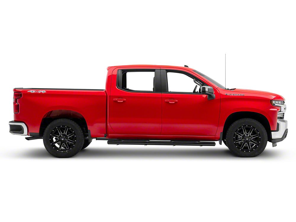 RedRock 6-Inch Oval Straight End Side Step Bars; Black (19-25 Silverado 1500 Crew Cab)