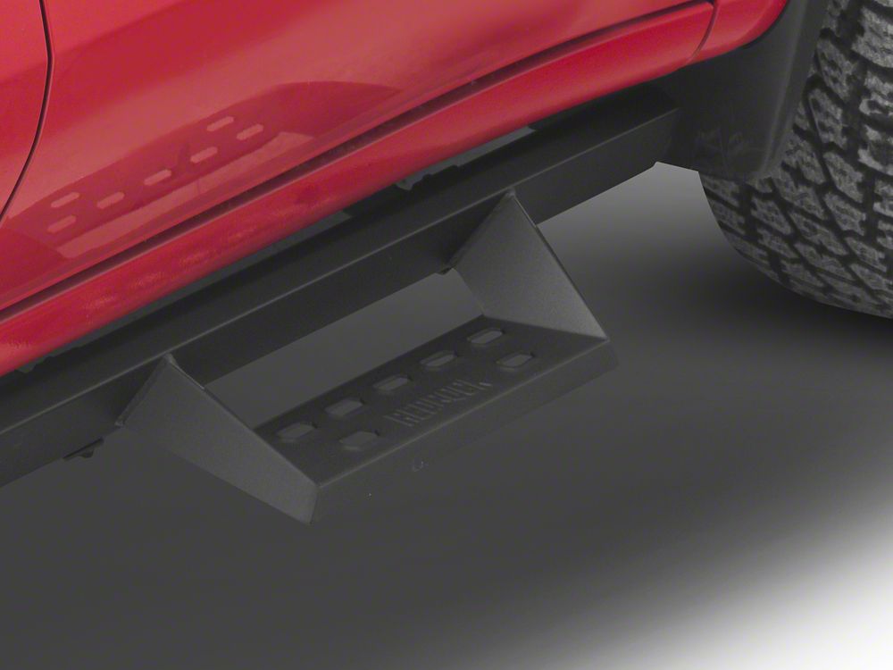 RedRock 4-Inch Drop TC1 Running Boards; Textured Black (19-25 Silverado 1500 Crew Cab)