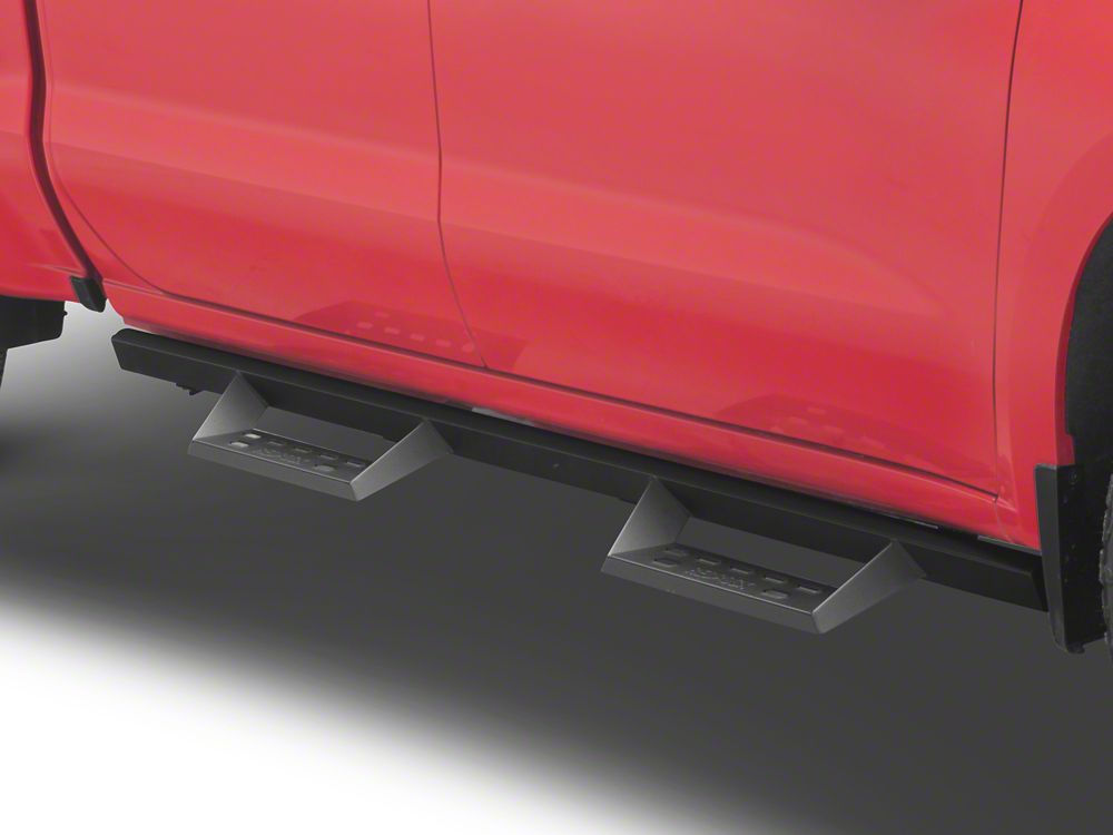 RedRock 4-Inch Drop TC1 Running Boards; Textured Black (19-25 Silverado 1500 Crew Cab)