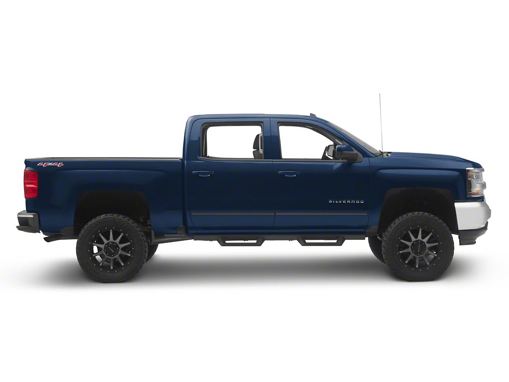 RedRock 4-Inch Drop TC1 Running Boards; Textured Black (07-18 Silverado 1500 Crew Cab)