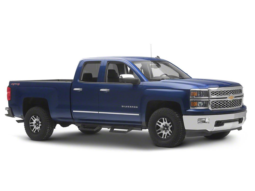 RedRock 4-Inch Drop TC1 Running Boards; Textured Black (07-18 Silverado 1500 Extended/Double Cab)