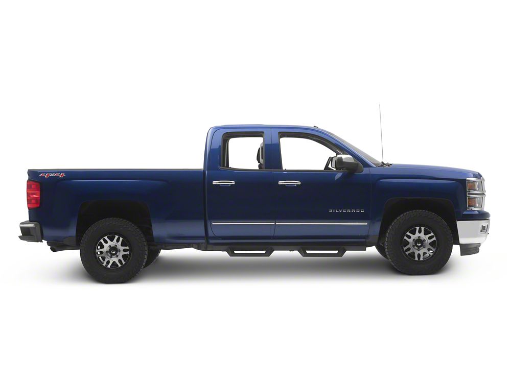 RedRock 4-Inch Drop TC1 Running Boards; Textured Black (07-18 Silverado 1500 Extended/Double Cab)