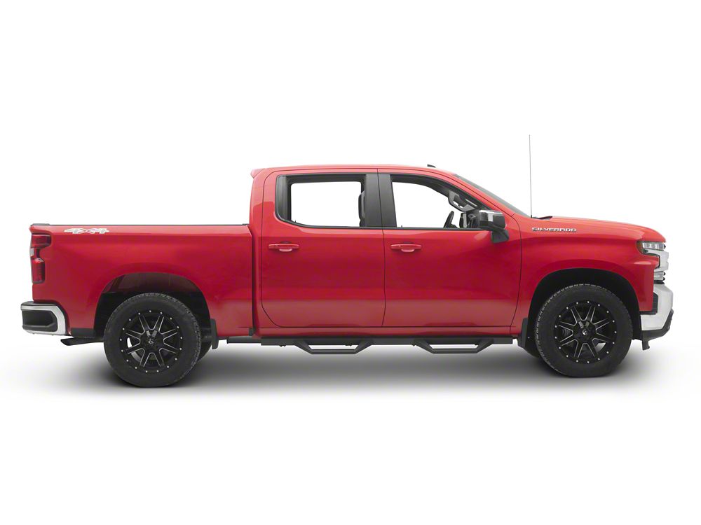 RedRock TC2 Drop Step Running Boards; Textured Black (19-25 Silverado 1500 Crew Cab)