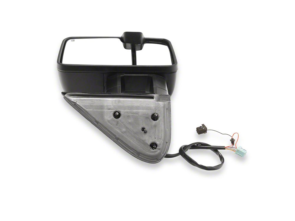 RedRock Powered Heated Tow Mirrors with Arrow on Glass Smoked Amber LED Turn Signal; Textured Black (03-06 Silverado 1500)