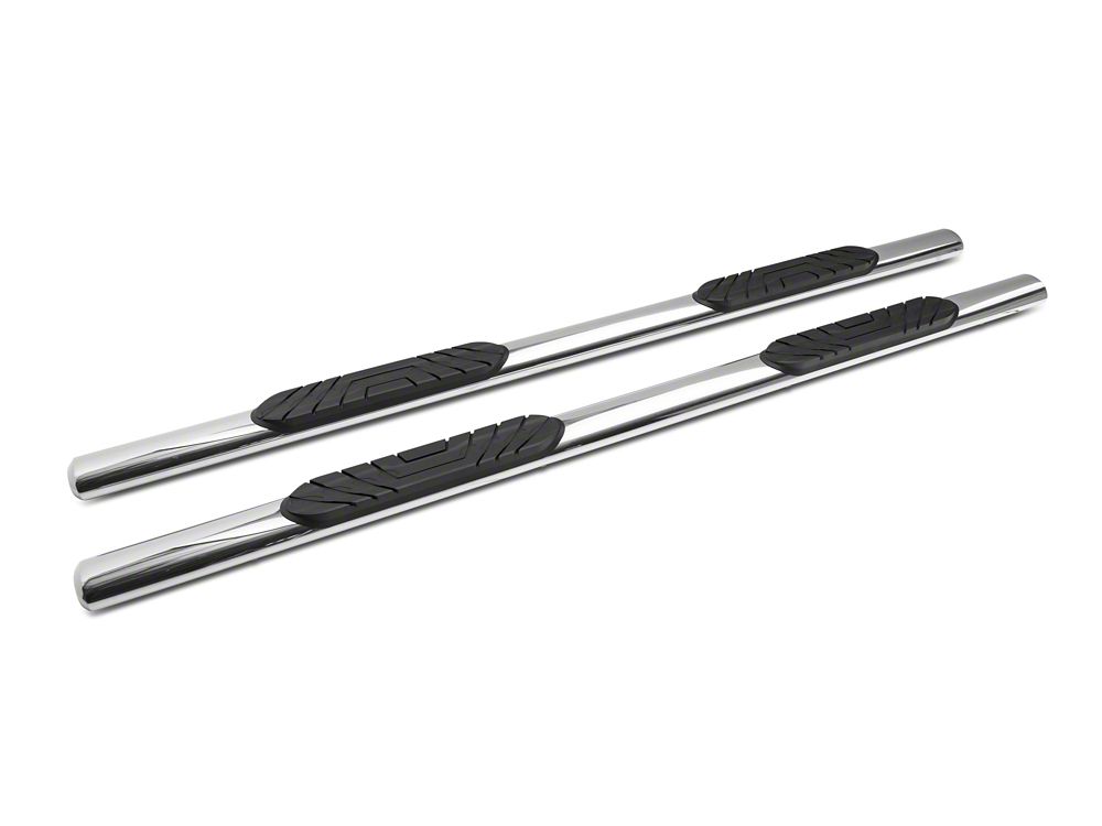 RedRock 4 Inch Oval Straight End Side Step Bars; Stainless Steel (19-22 Sierra 1500 Crew Cab)