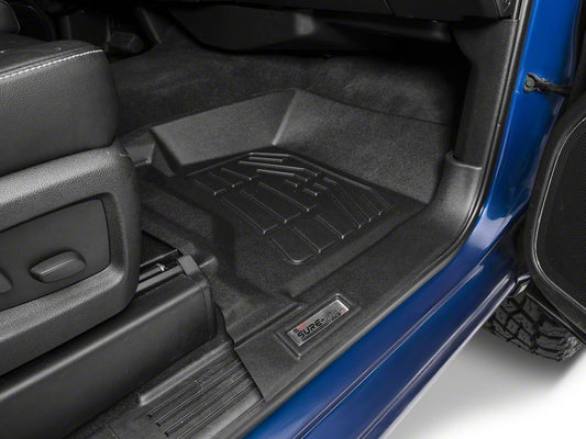 RedRock Sure-Fit Front and Second Row Floor Liners; Black (14-18 Sierra 1500 Double Cab)