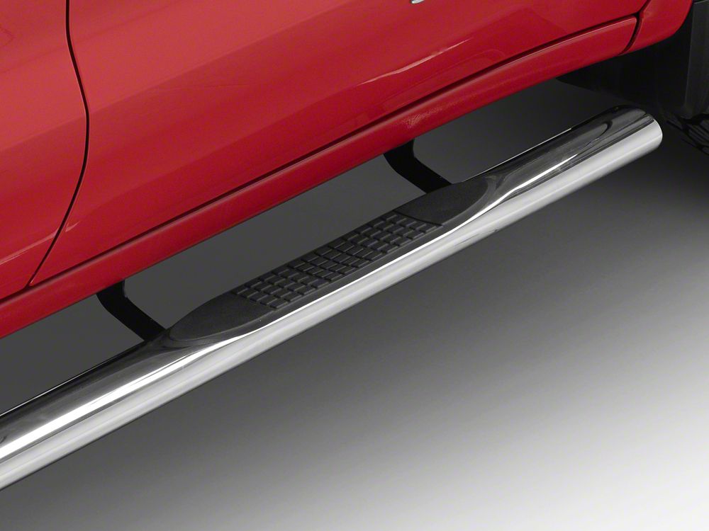 RedRock 4-Inch Oval Straight Side Step Bars; Stainless Steel (19-25 Sierra 1500 Crew Cab)
