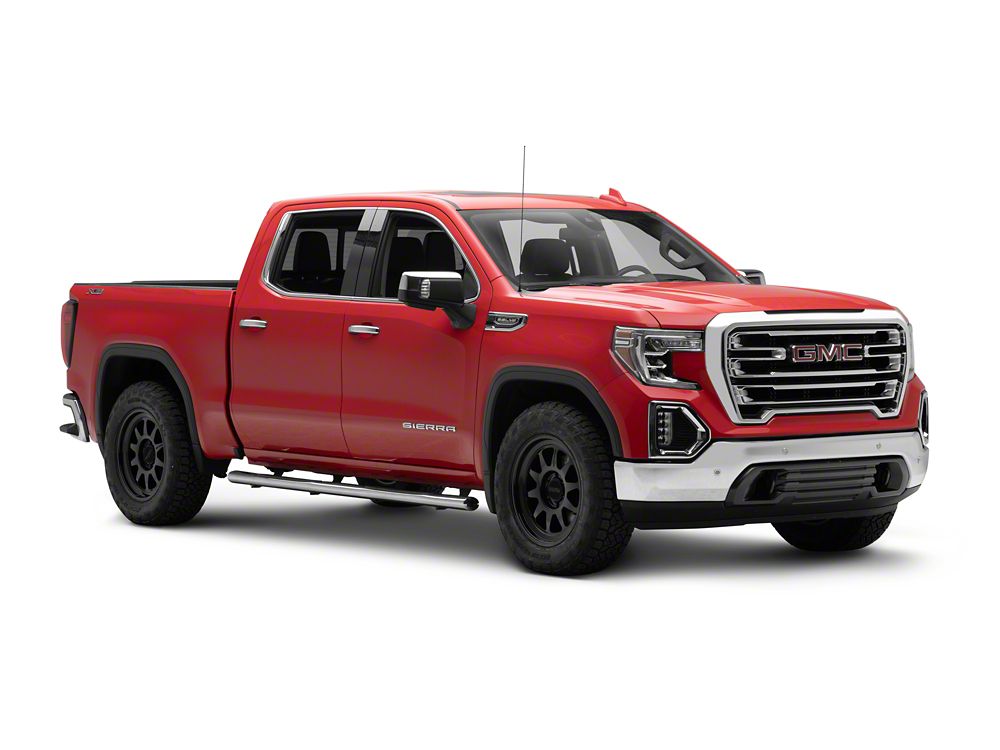 RedRock 4-Inch Oval Straight Side Step Bars; Stainless Steel (19-25 Sierra 1500 Crew Cab)