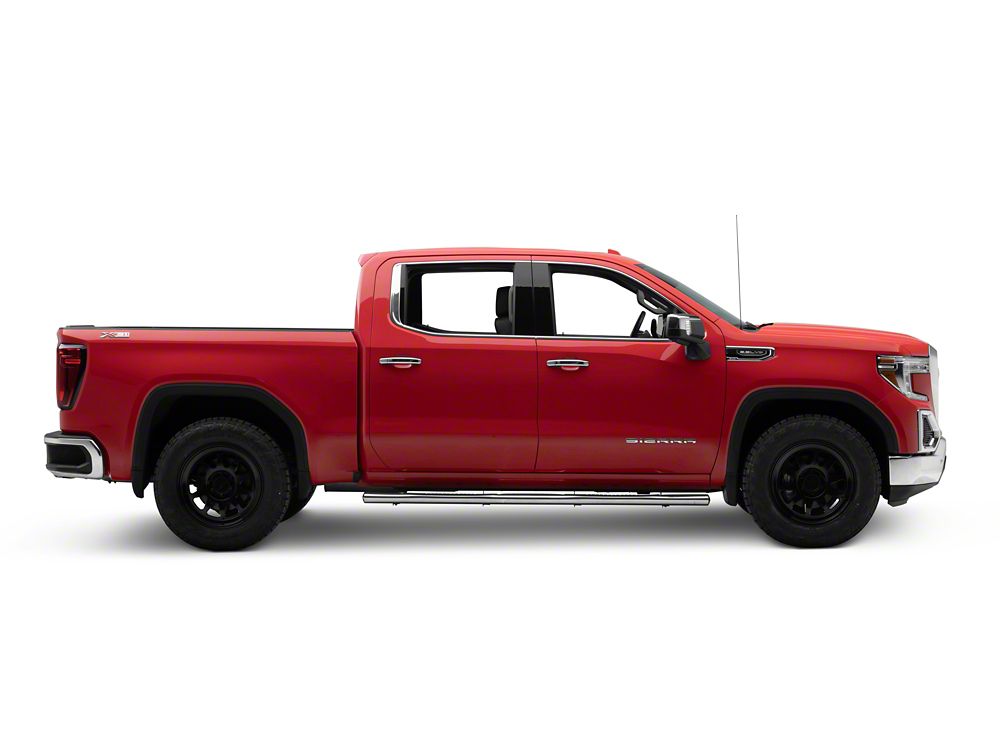 RedRock 4-Inch Oval Straight Side Step Bars; Stainless Steel (19-25 Sierra 1500 Crew Cab)
