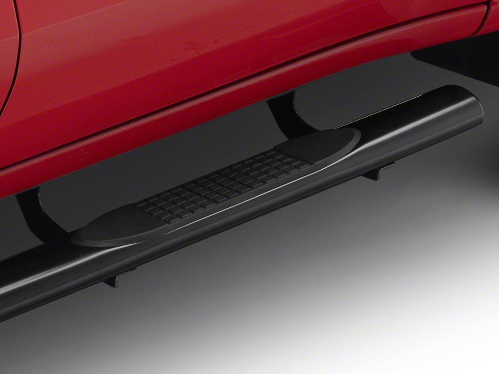 RedRock 4-Inch Oval Straight Side Step Bars; Black (19-25 Sierra 1500 Crew Cab)