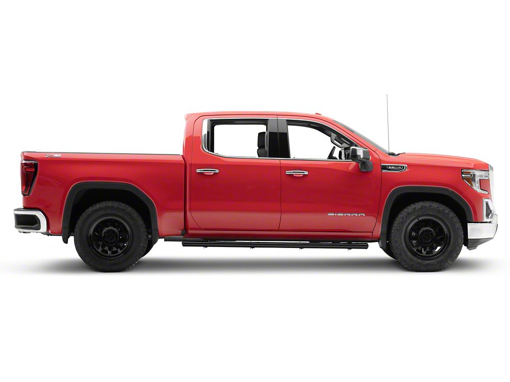 RedRock 4-Inch Oval Straight Side Step Bars; Black (19-25 Sierra 1500 Crew Cab)