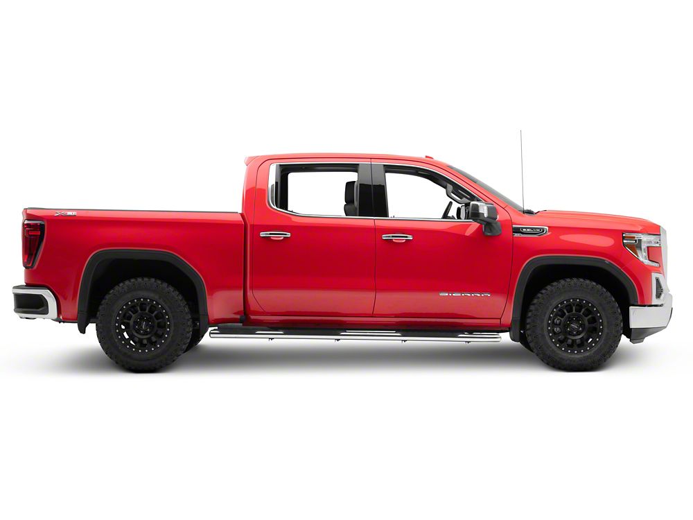 RedRock 5-Inch Oval Bent Wheel to Wheel Side Step Bars; Stainless Steel (19-25 Sierra 1500 Crew Cab w/ 5.80-Foot Short Box)