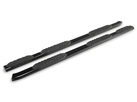 RedRock 5-Inch Oval Bent Wheel to Wheel Side Step Bars; Black (19-25 Sierra 1500 Crew Cab w/ 5.80-Foot Short Box)