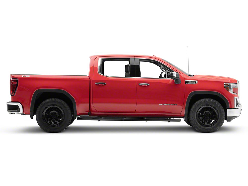 RedRock 5-Inch Oval Bent Wheel to Wheel Side Step Bars; Black (19-25 Sierra 1500 Crew Cab w/ 5.80-Foot Short Box)