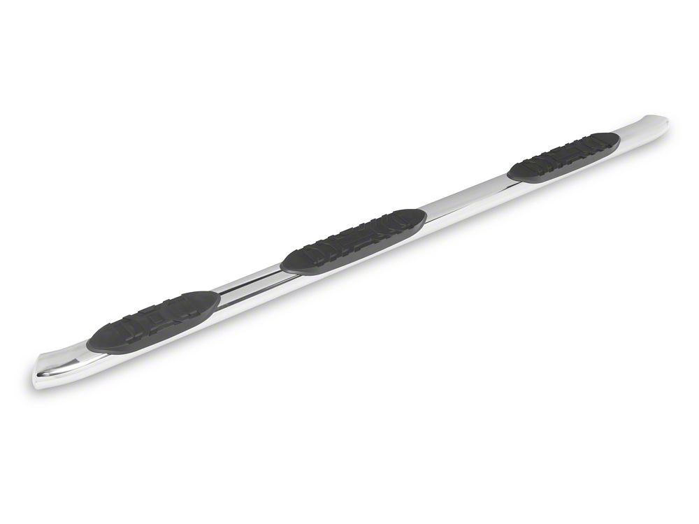 RedRock 5-Inch Oval Bent Wheel to Wheel Side Step Bars; Stainless Steel (19-25 Sierra 1500 Crew Cab w/ 6.50-Foot Standard Box)