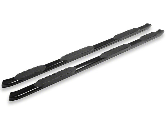 RedRock 5-Inch Oval Bent Wheel to Wheel Side Step Bars; Black (19-25 Sierra 1500 Crew Cab w/ 6.50-Foot Standard Box)