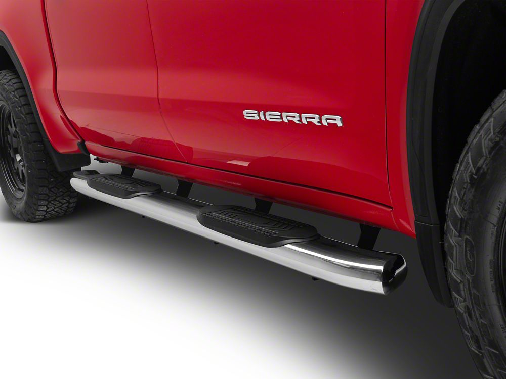 RedRock 6-Inch Oval Bent End Side Step Bars; Stainless Steel (19-25 Sierra 1500 Crew Cab)
