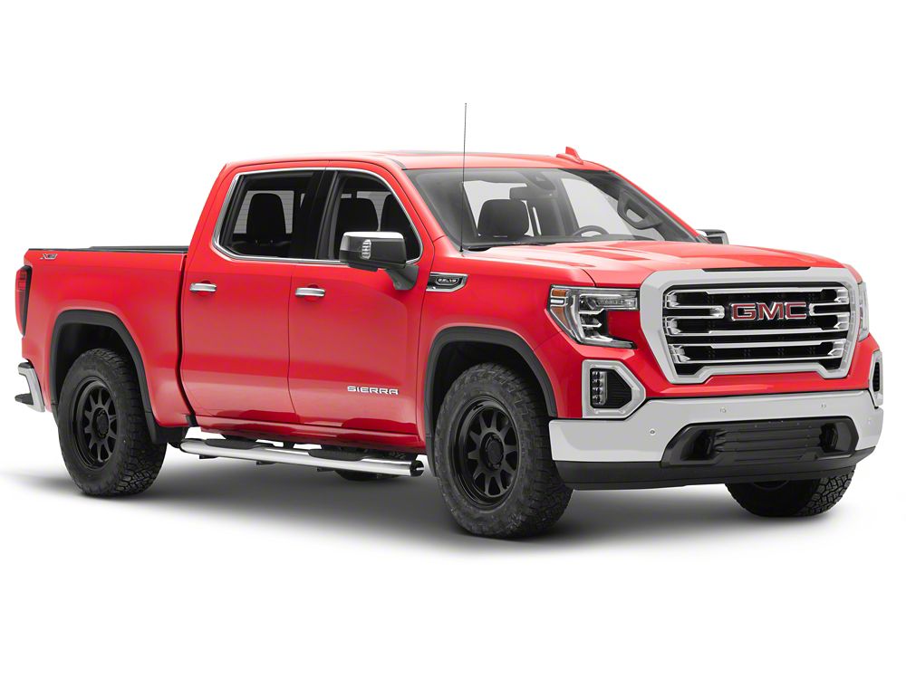 RedRock 6-Inch Oval Bent End Side Step Bars; Stainless Steel (19-25 Sierra 1500 Crew Cab)