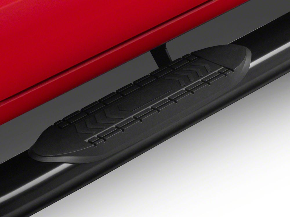 RedRock 6-Inch Oval Bent End Side Step Bars; Black (19-25 Sierra 1500 Crew Cab)