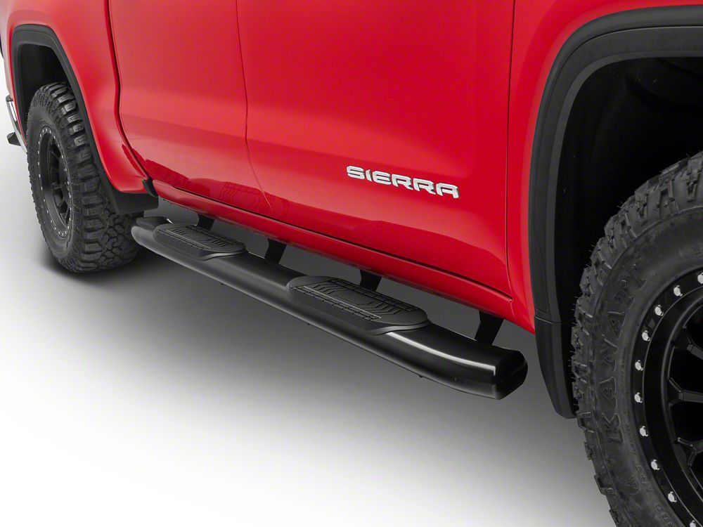 RedRock 6-Inch Oval Bent End Side Step Bars; Black (19-25 Sierra 1500 Crew Cab)