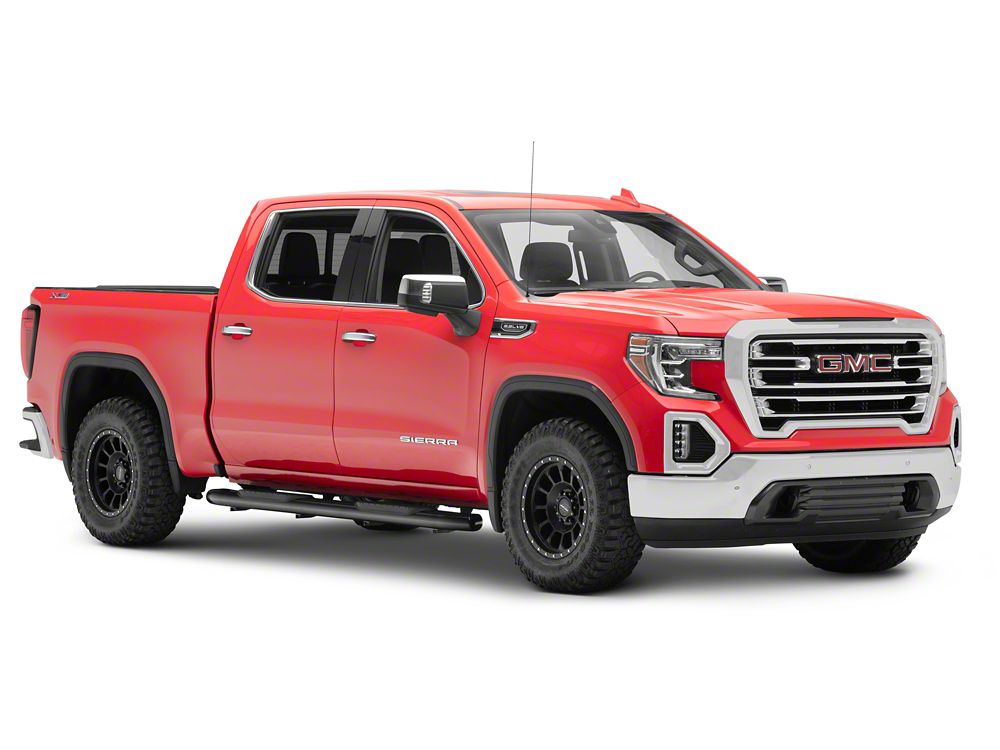 RedRock 6-Inch Oval Bent End Side Step Bars; Black (19-25 Sierra 1500 Crew Cab)