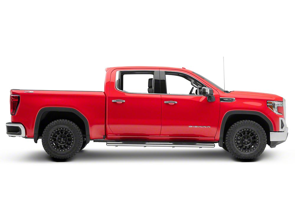 RedRock 6-Inch Oval Straight End Side Step Bars; Stainless Steel (19-25 Sierra 1500 Crew Cab)