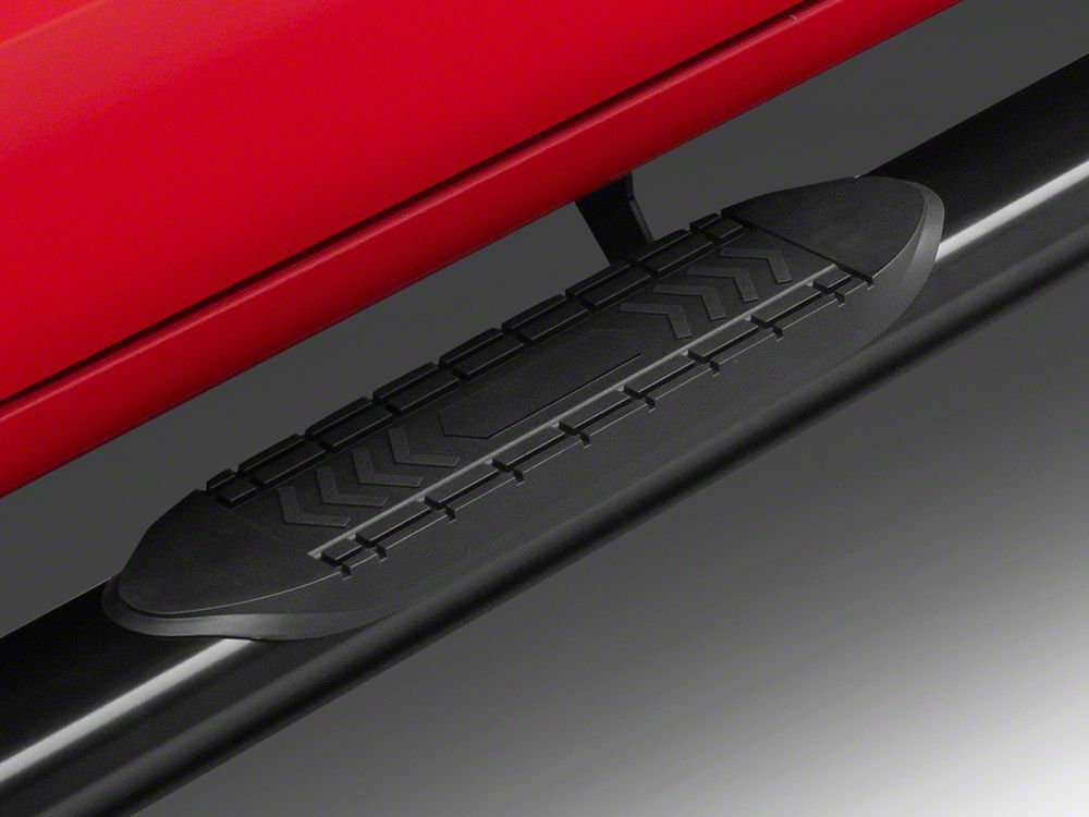 RedRock 6-Inch Oval Straight End Side Step Bars; Black (19-25 Sierra 1500 Crew Cab)