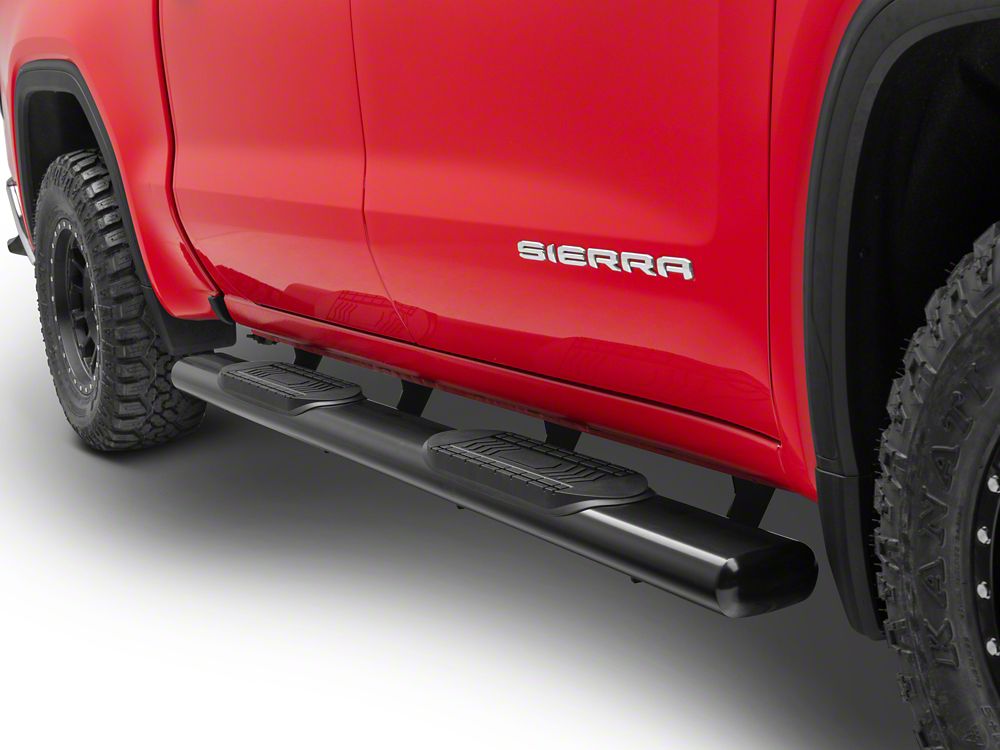 RedRock 6-Inch Oval Straight End Side Step Bars; Black (19-25 Sierra 1500 Crew Cab)
