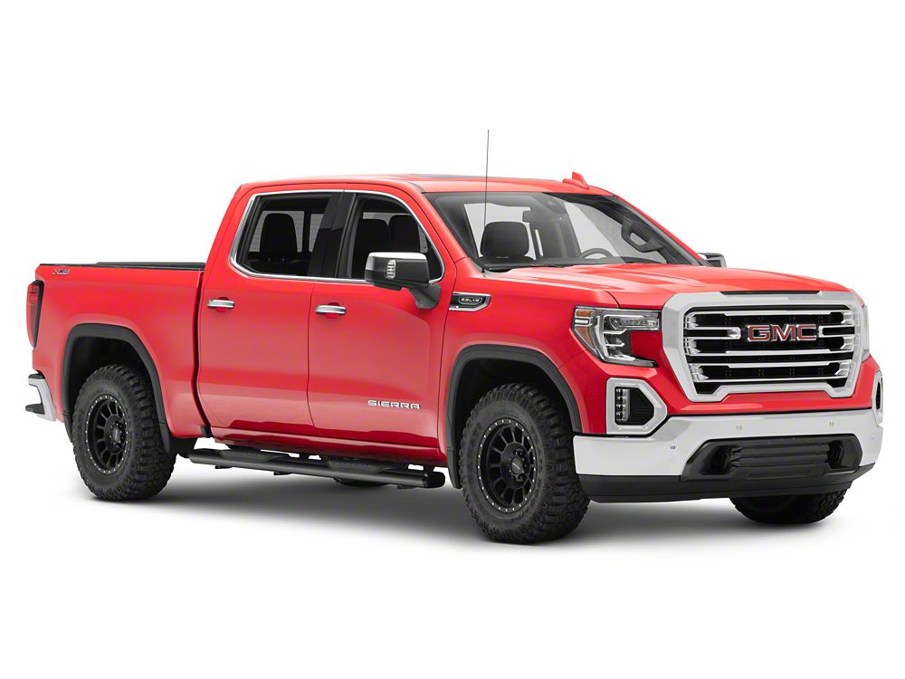 RedRock 6-Inch Oval Straight End Side Step Bars; Black (19-25 Sierra 1500 Crew Cab)