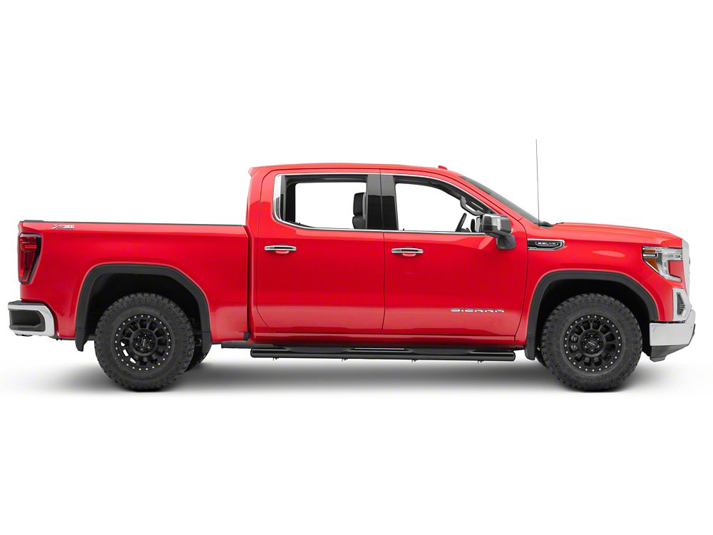 RedRock 6-Inch Oval Straight End Side Step Bars; Black (19-25 Sierra 1500 Crew Cab)