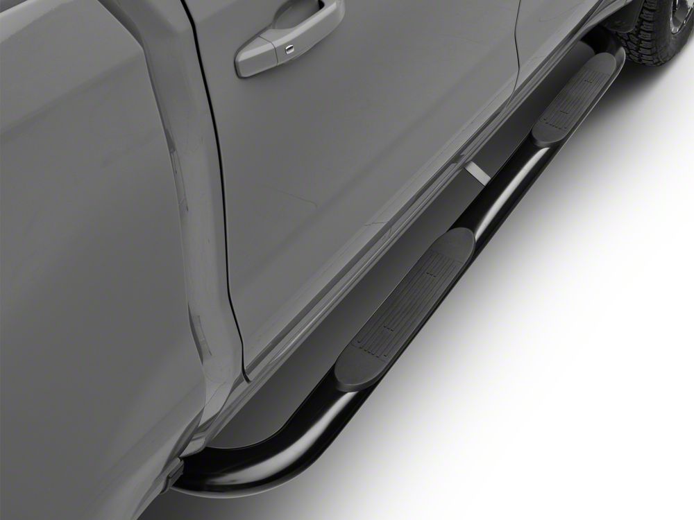 RedRock 4-Inch Oval Bent End Side Step Bars; Black (19-25 Sierra 1500 Crew Cab)